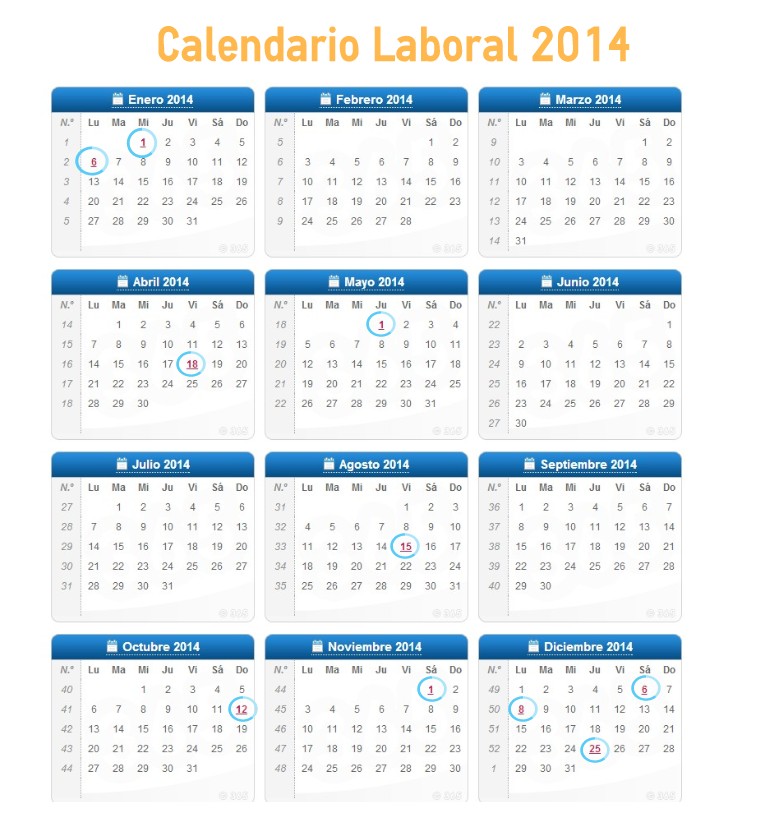 Calendario Laboral 2014